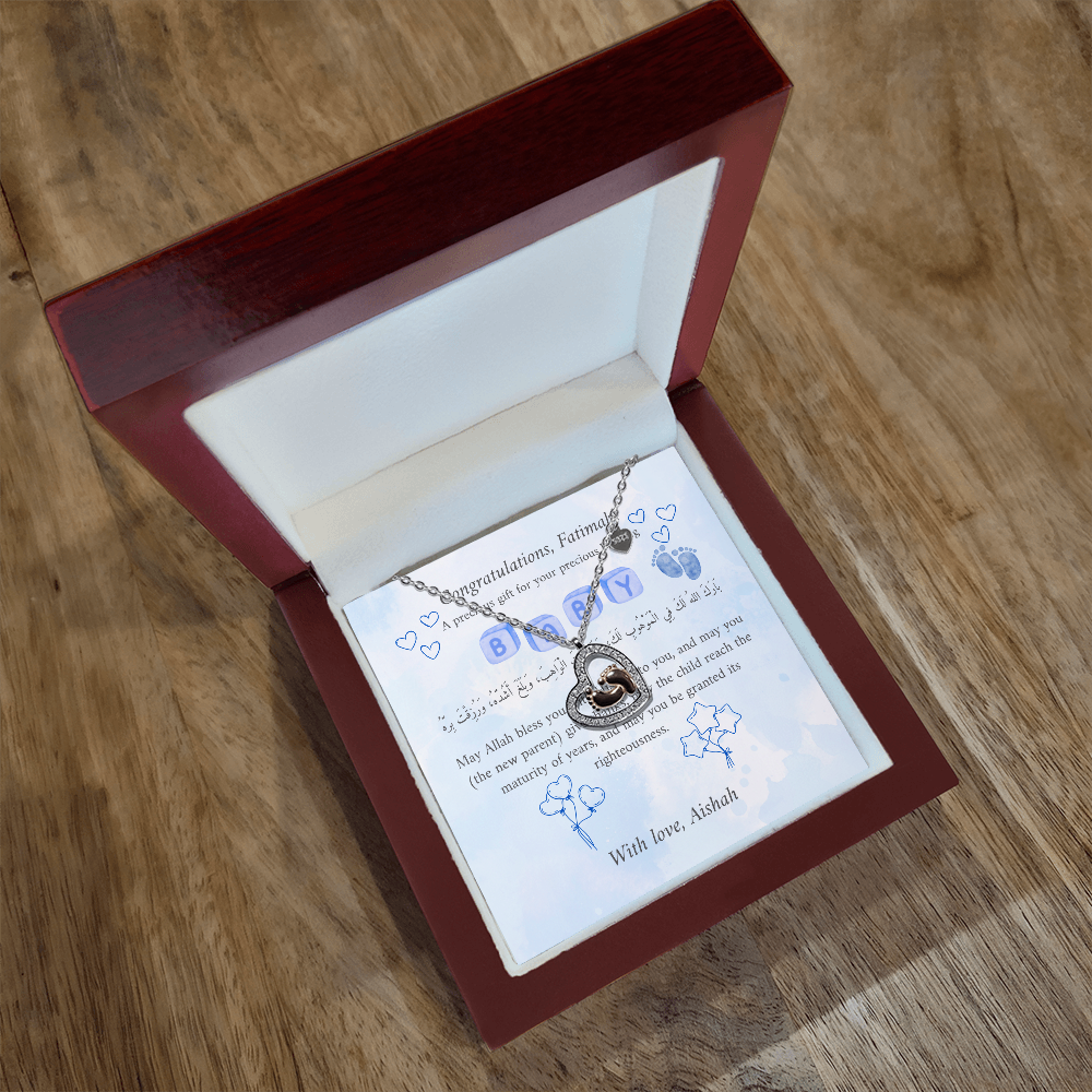 Personalized Baby Feet Heart Necklace – Sterling Silver with Rose Gold & Platinum - A Treasured Gift for New Moms & Aqeeqah