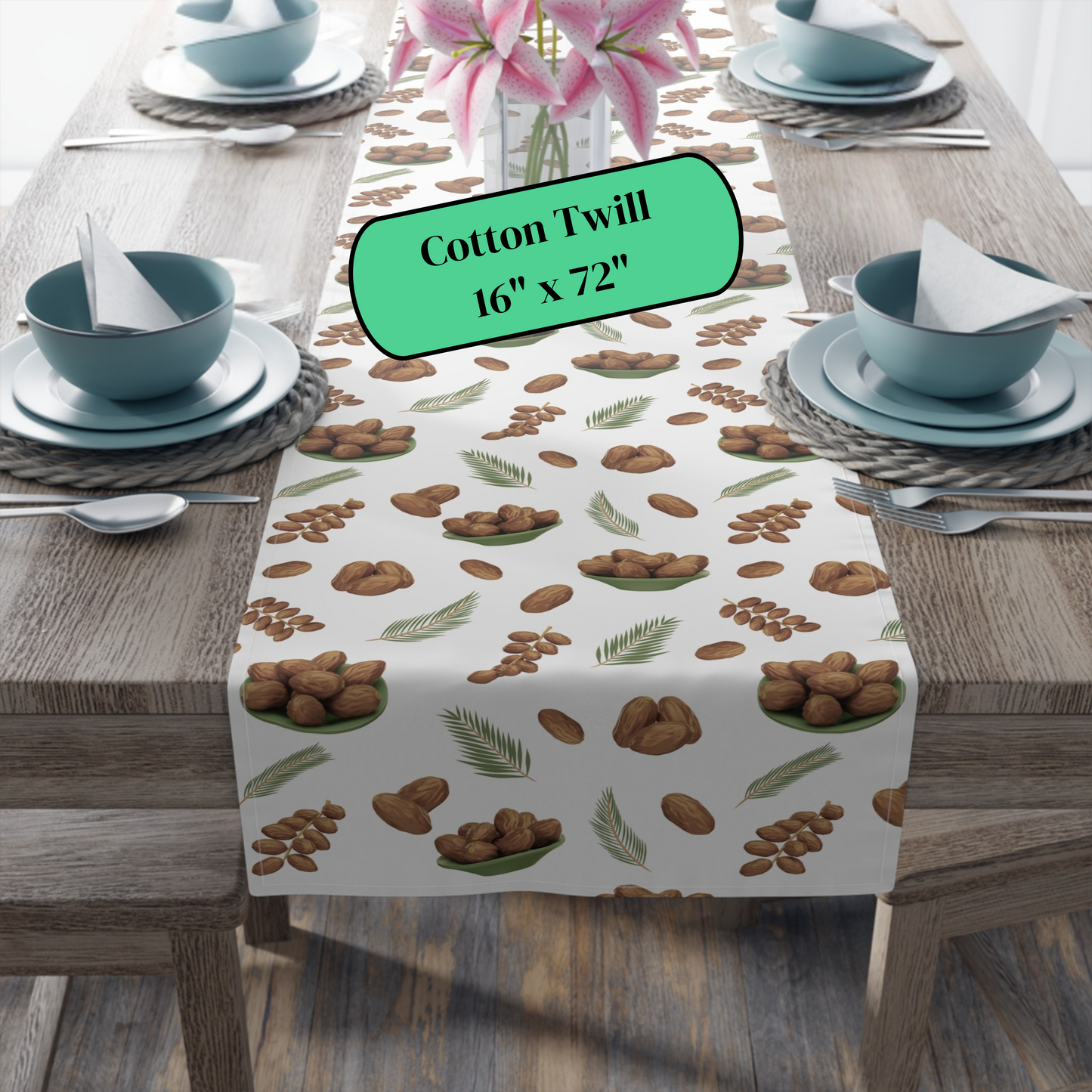 Ramadan Date-Themed Table Runner - Islamic Cozy Design - Festive Iftar & Suhur Decor