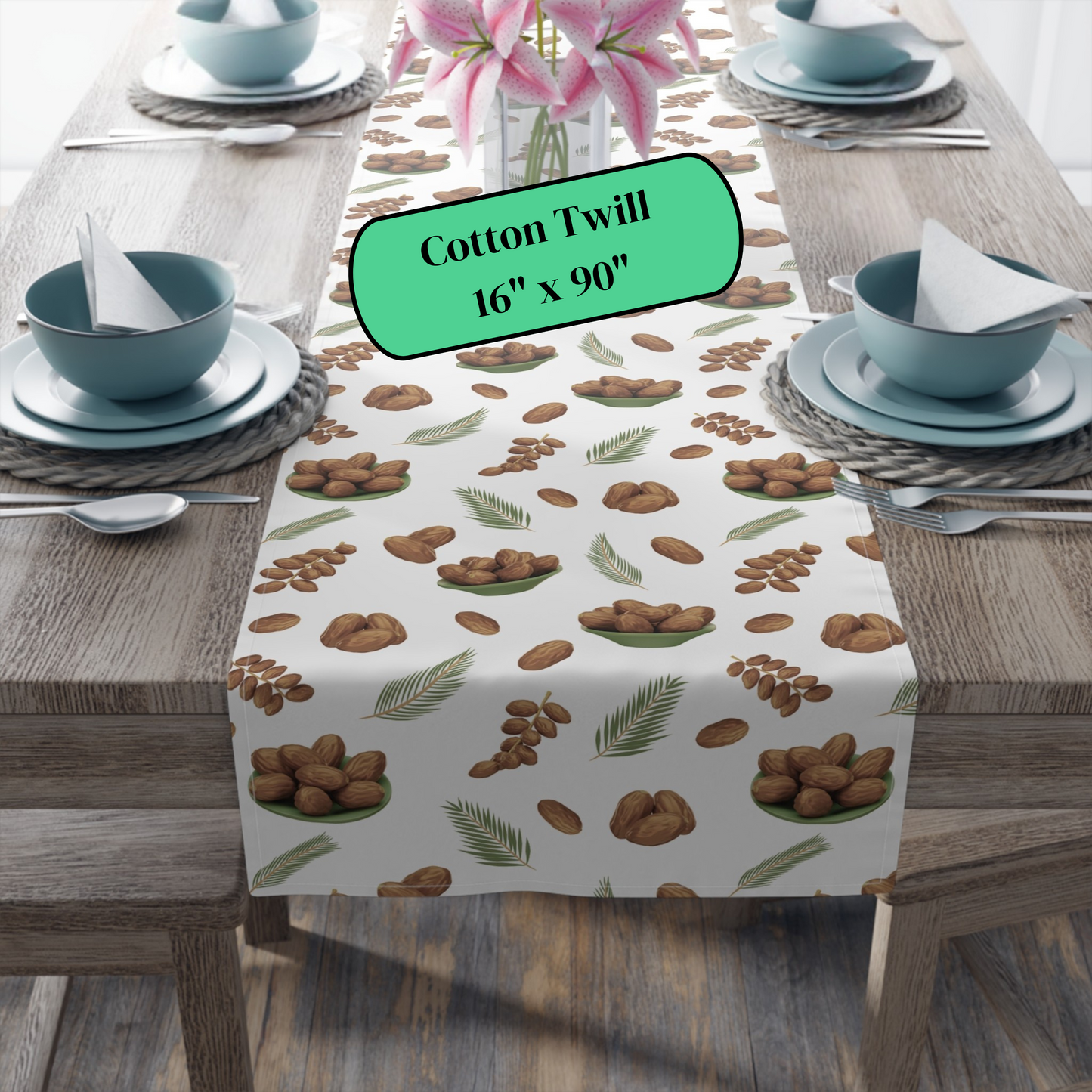 Ramadan Date-Themed Table Runner - Islamic Cozy Design - Festive Iftar & Suhur Decor