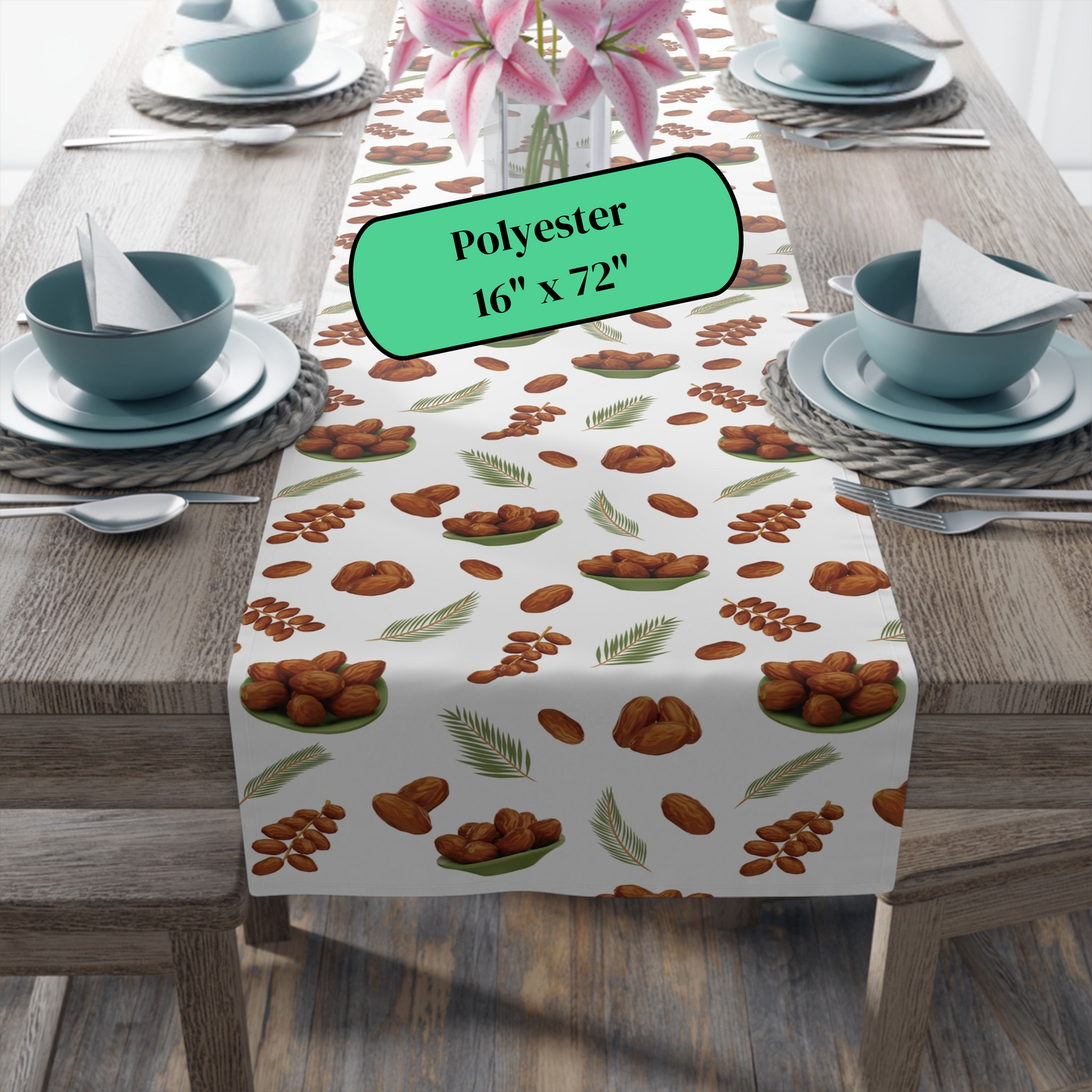 Ramadan Date-Themed Table Runner - Islamic Cozy Design - Festive Iftar & Suhur Decor