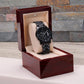 Black Chronograph Watch - w/Customized Engraving
