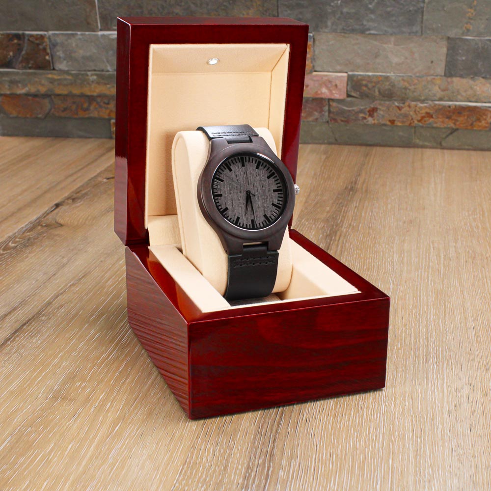 Ghuraba Hadeeth Engraved Wooden Watch - Arabic Version