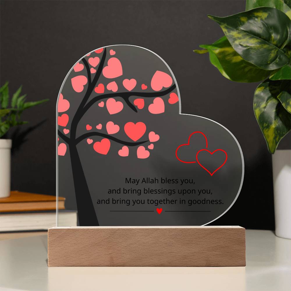 Dua For Newlywed - English Version - Printed Heart Acrylic Plaque