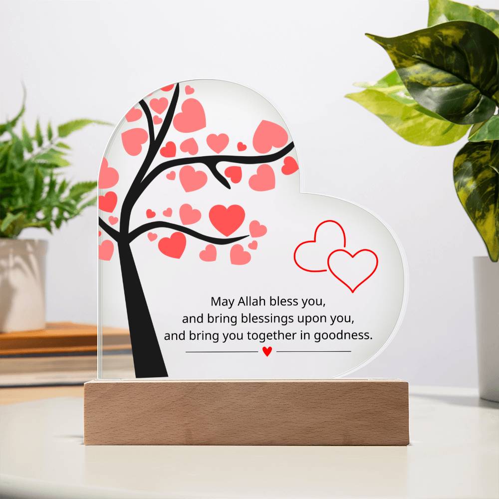 Dua For Newlywed - English Version - Printed Heart Acrylic Plaque