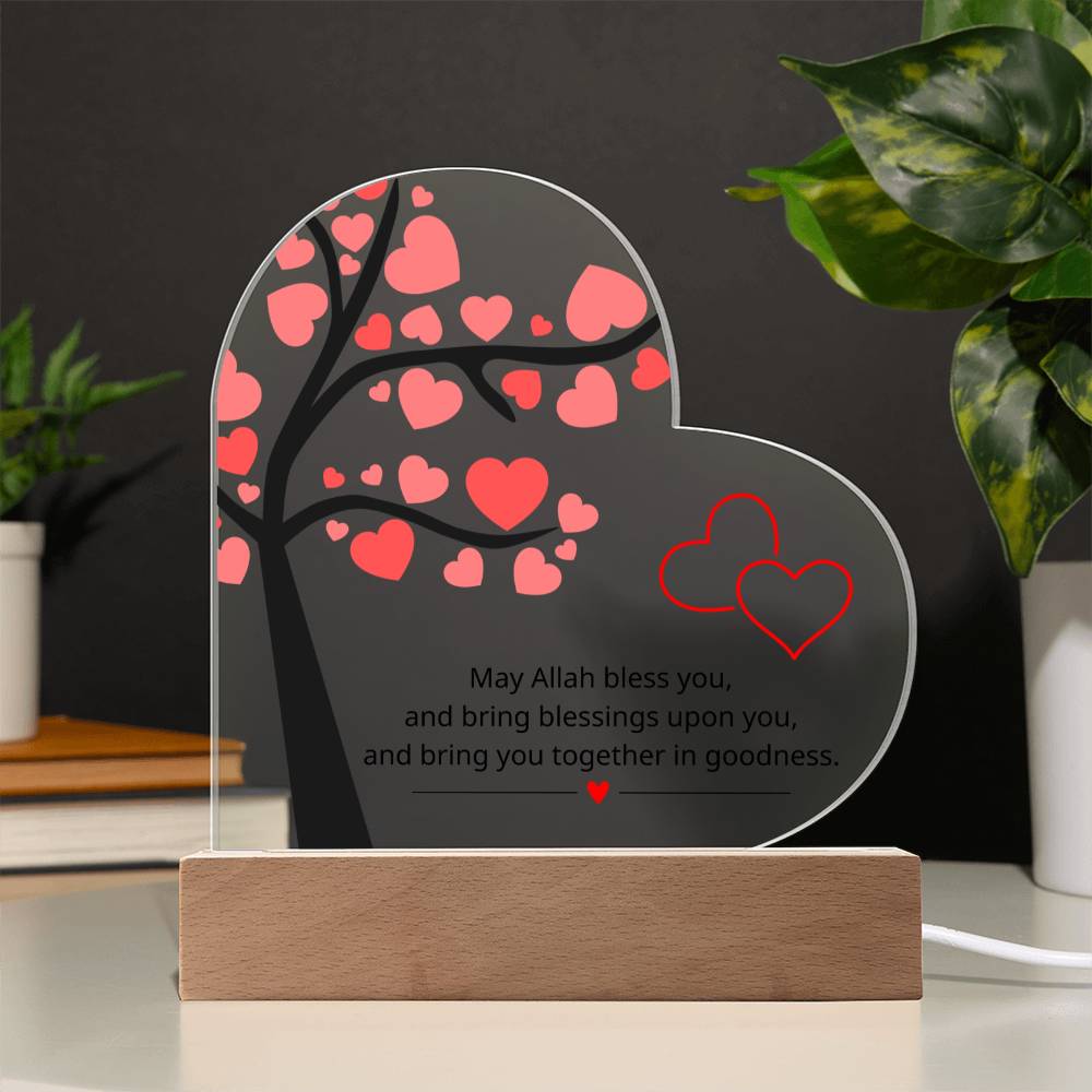 Dua For Newlywed - English Version - Printed Heart Acrylic Plaque