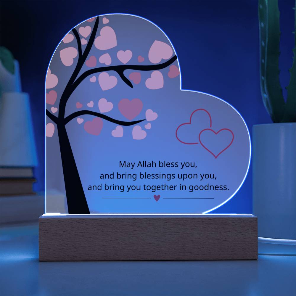 Dua For Newlywed - English Version - Printed Heart Acrylic Plaque