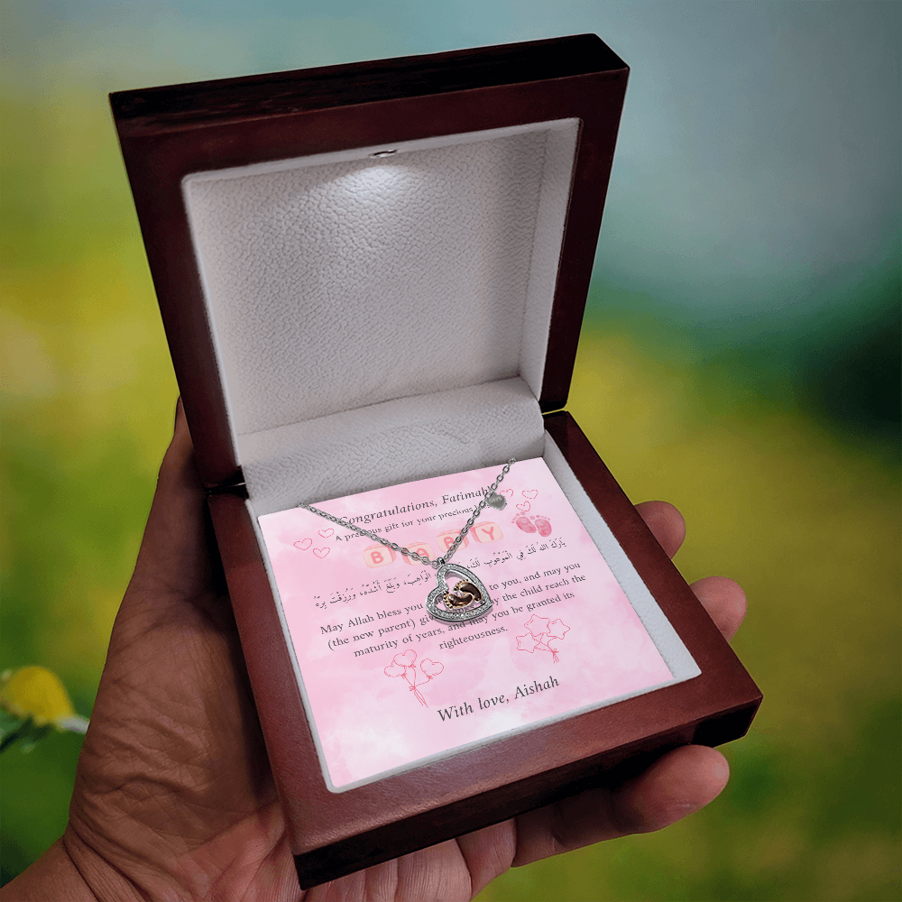 Personalized Baby Feet Heart Necklace – Sterling Silver with Rose Gold & Platinum - A Treasured Gift for New Moms & Aqeeqah