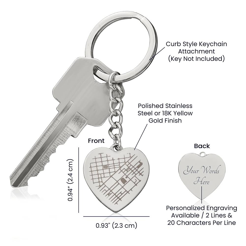 Personalized Map Keychain – Mark Your Special Day – First Meeting, Nikah, or Waleemah