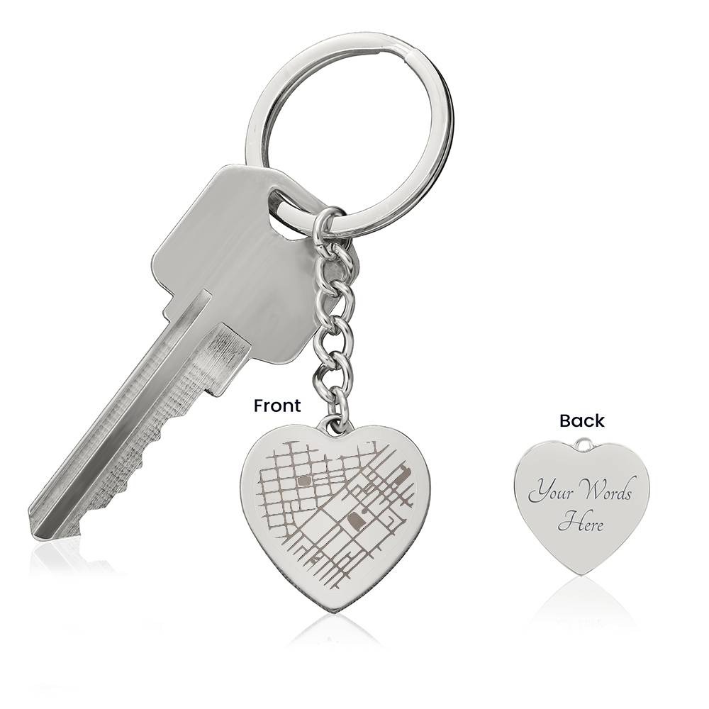 Personalized Map Keychain – Mark Your Special Day – First Meeting, Nikah, or Waleemah